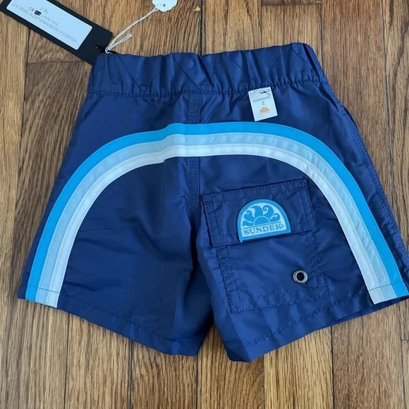 Sundek Toddler Boys Navy Swim Trunks Shorts Rainbow Blue Size 2 - Picture 4 of 5